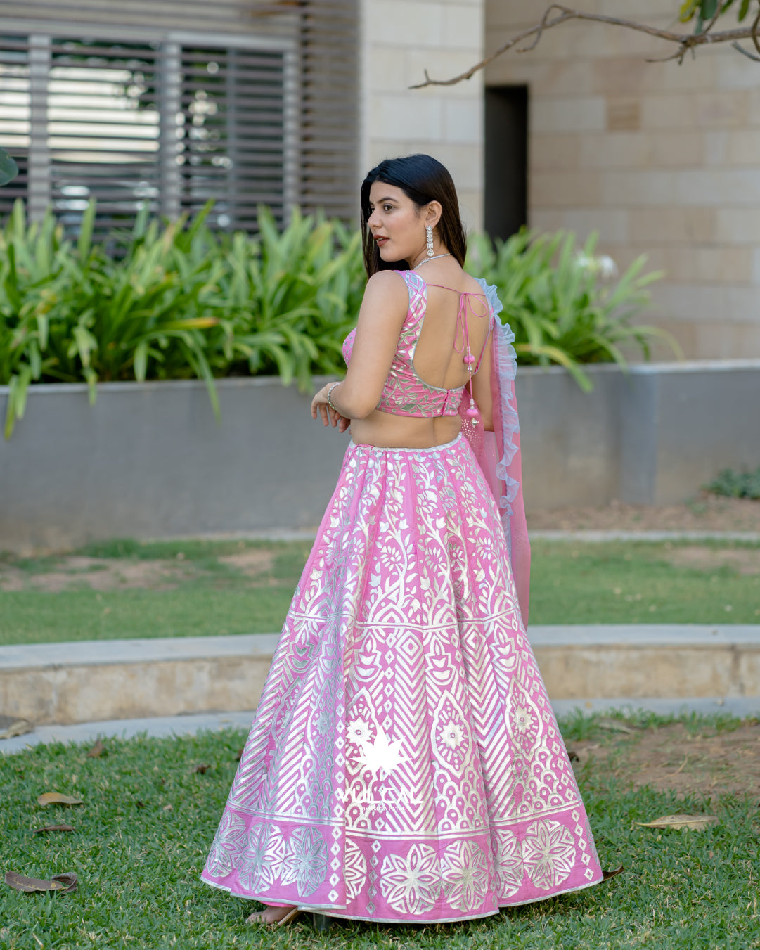 Pink & Silver Design Lehenga
