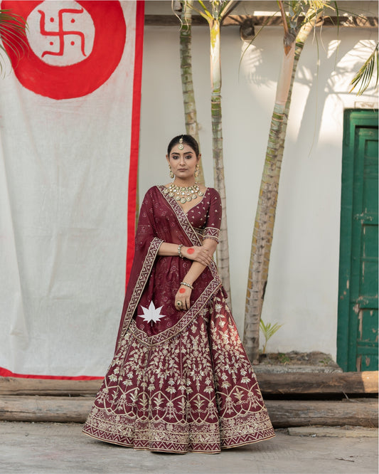 Royal Ember Maroon Lehenga