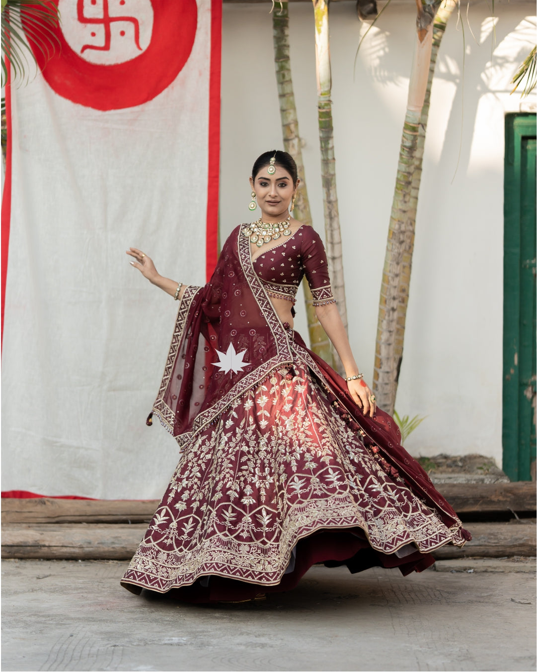 Royal Ember Maroon Lehenga