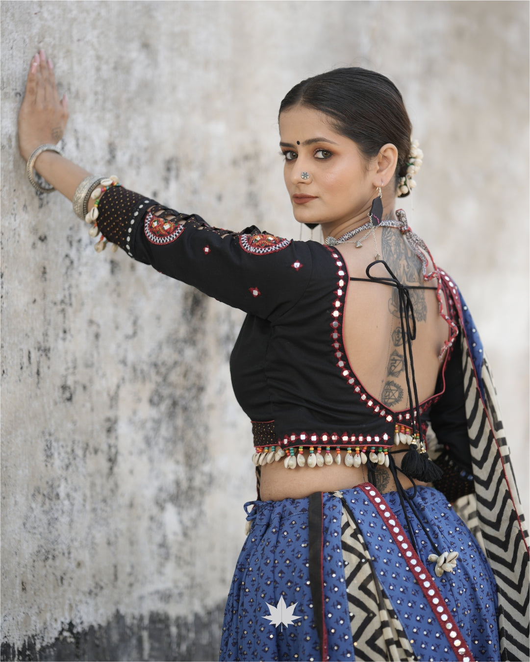 Blue And Black Cotton Chaniya Choli Set