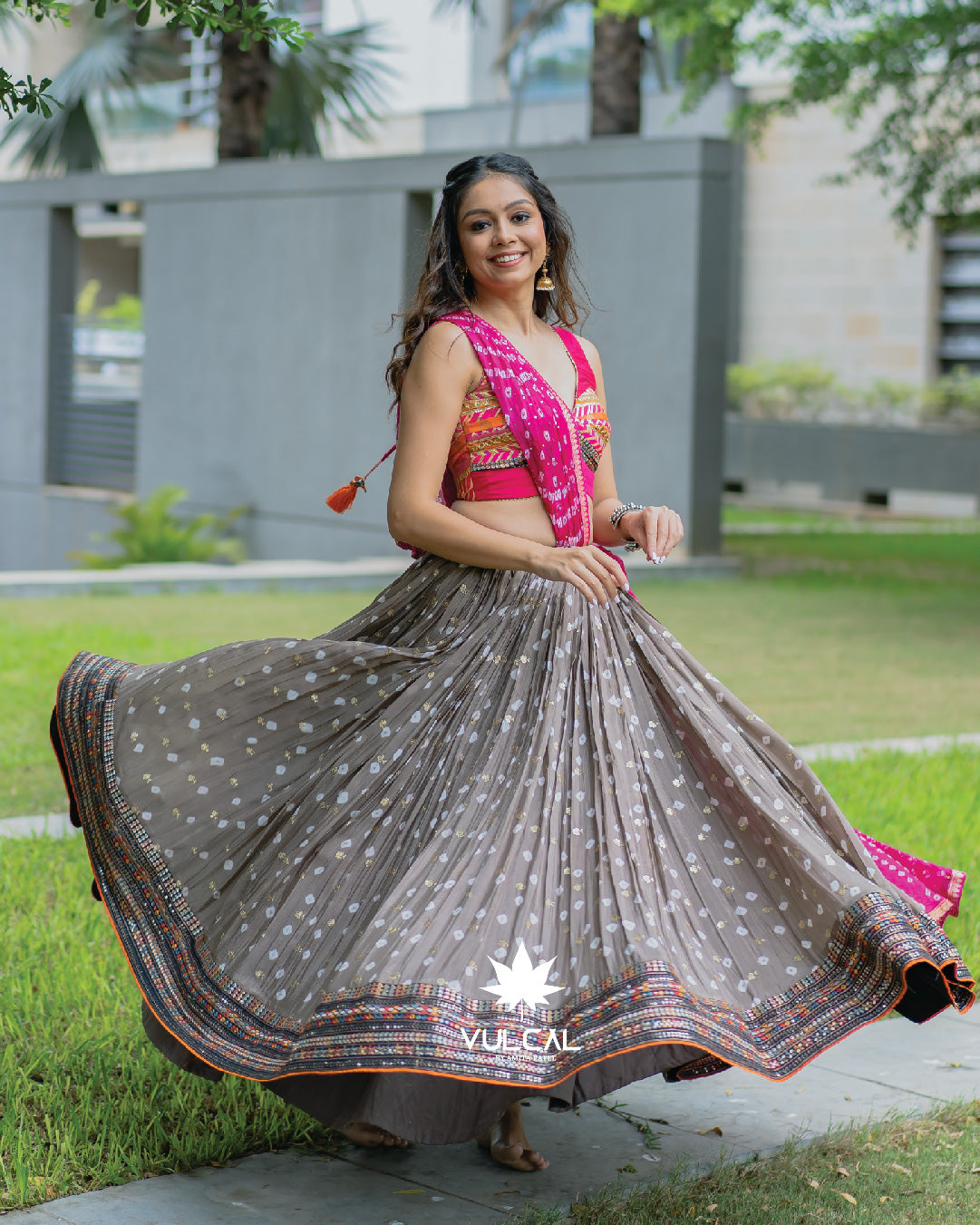 Grey & Pink Premium Chaniya Choli