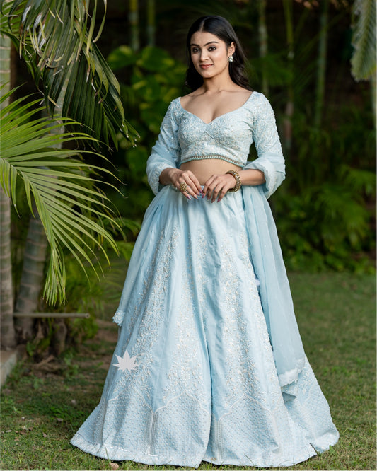 Opal Essence – Sky Blue Lehenga Set