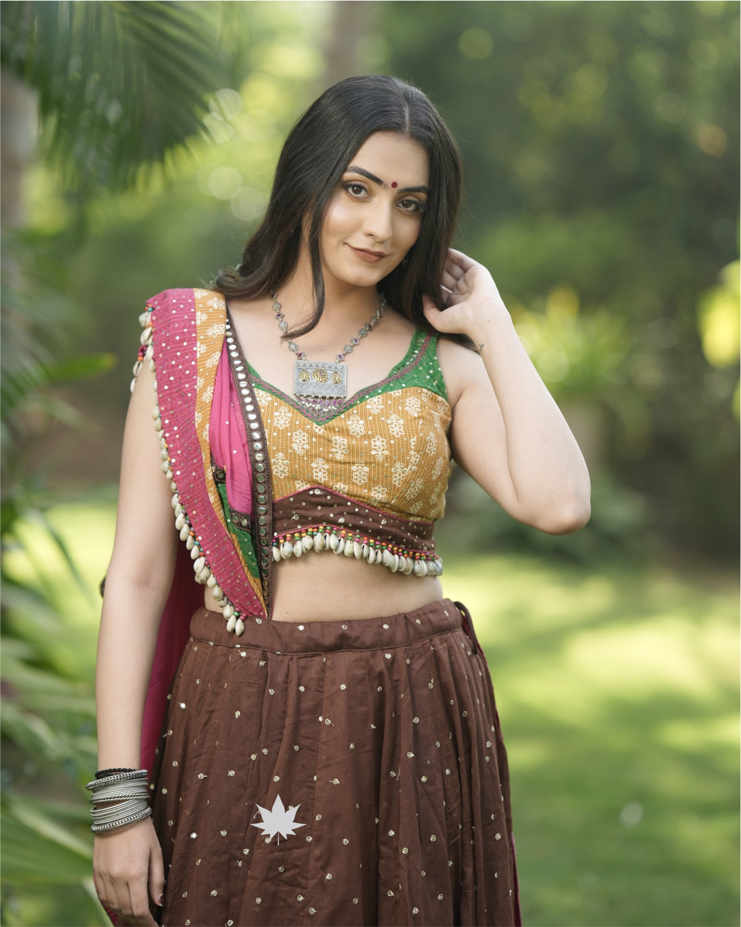Brown Cotton Chaniya Choli Set