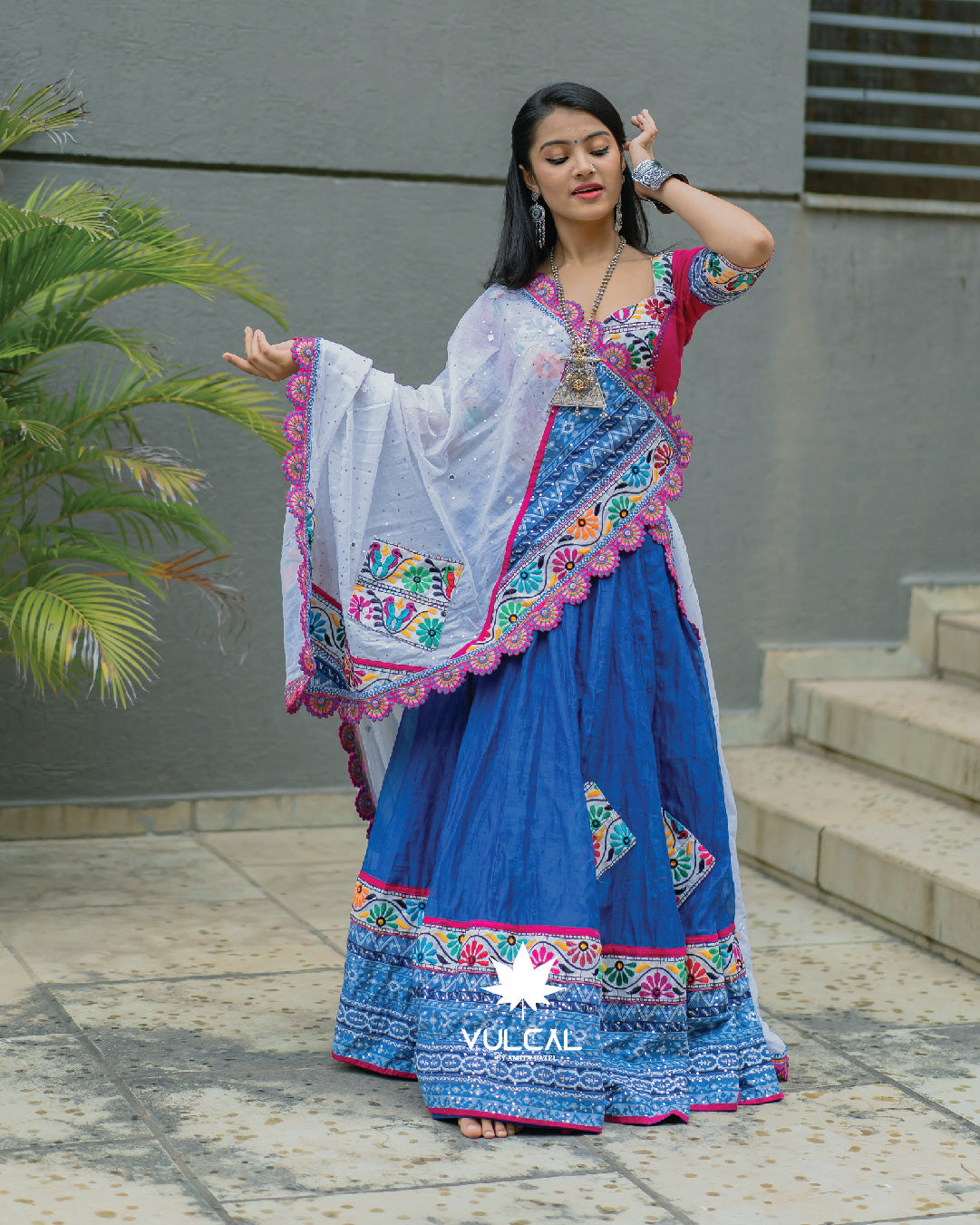 Pink & Blue Navratri Chaniya Choli