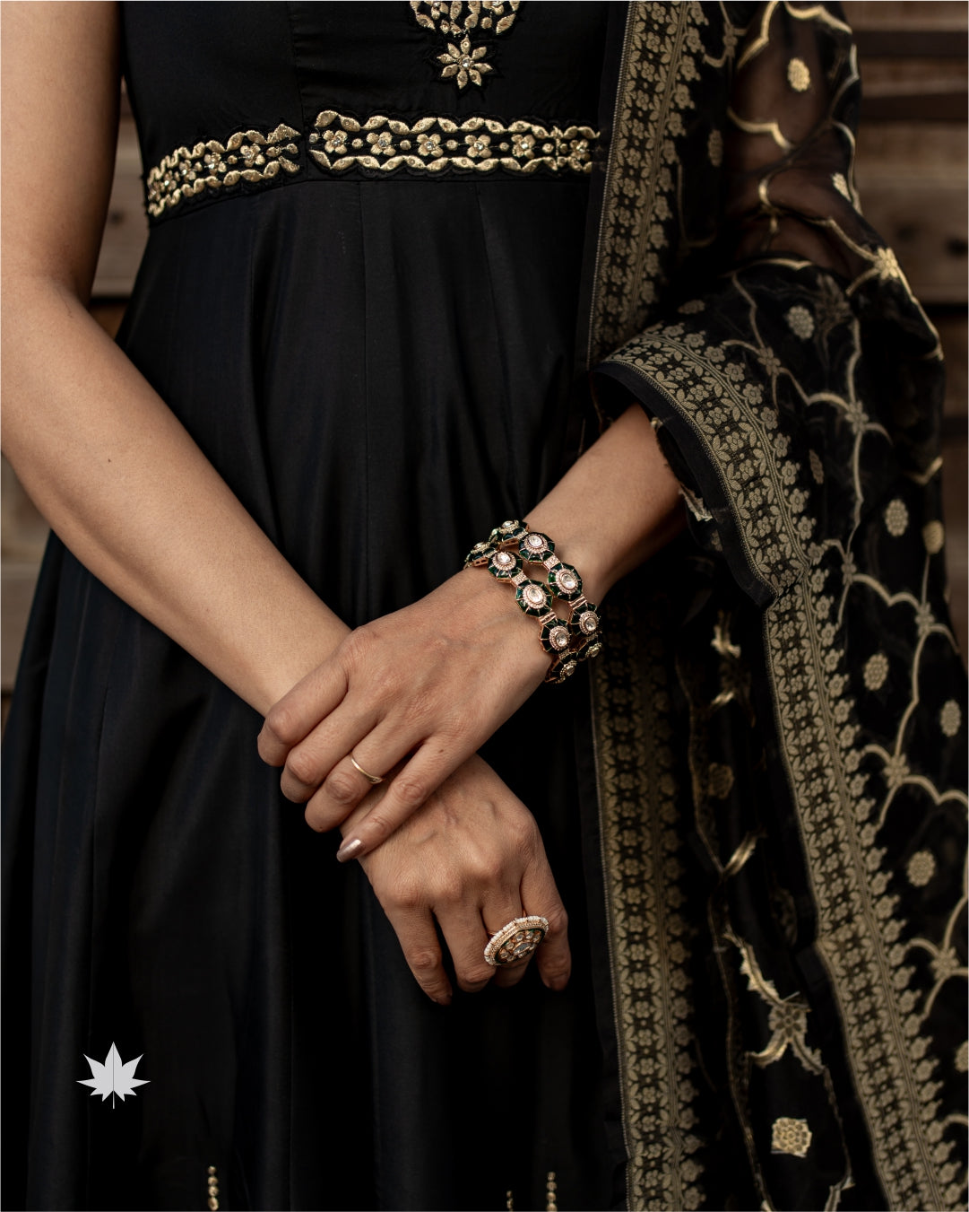 Black Jewel of Jahan – Midnight Black Anarkali with Organza Dupatta