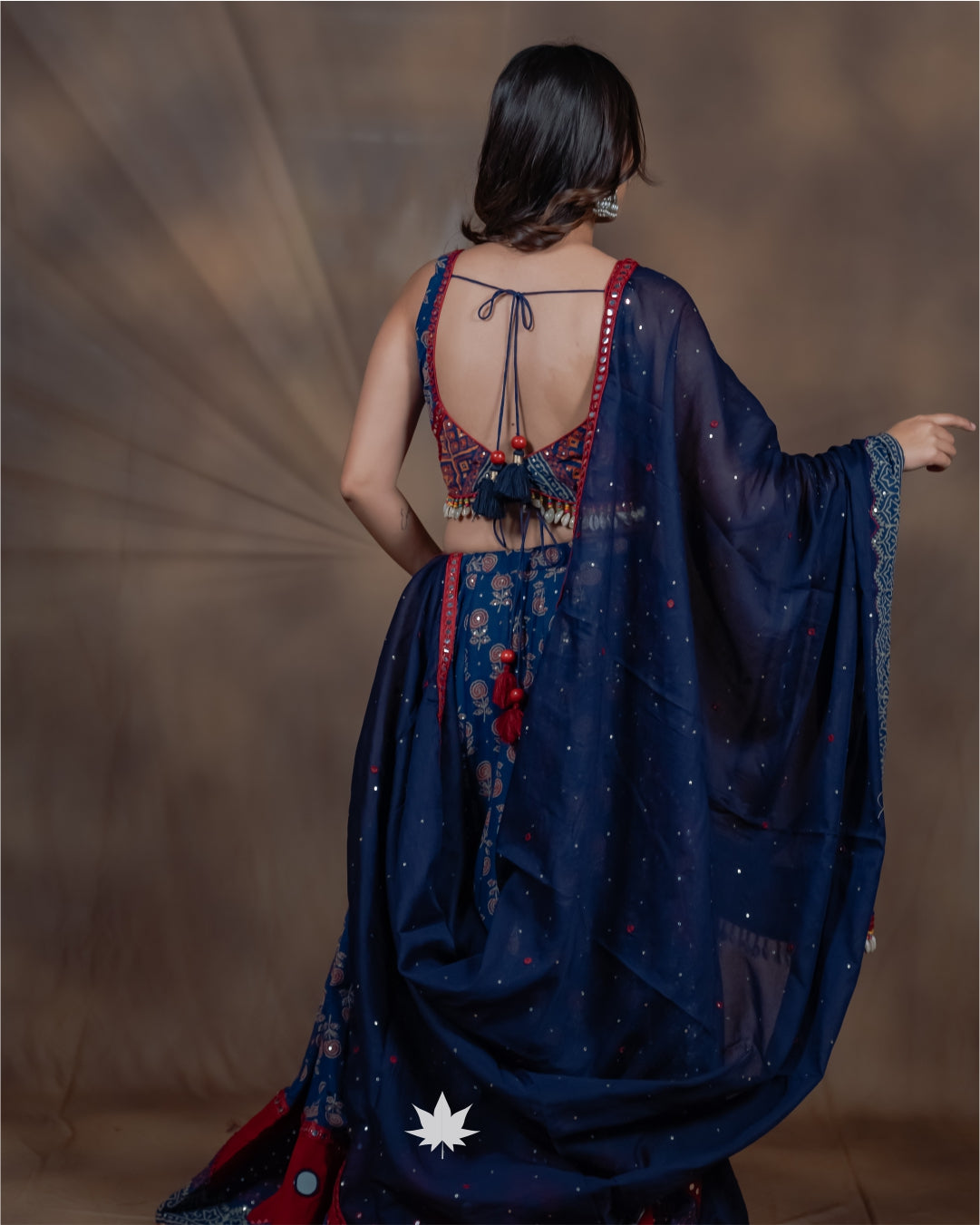 Blue Printed Chaniya Choli with Embroidered Dupatta