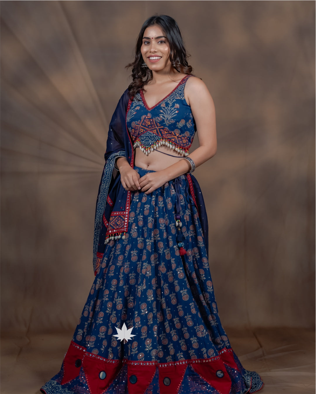 Blue Printed Chaniya Choli with Embroidered Dupatta