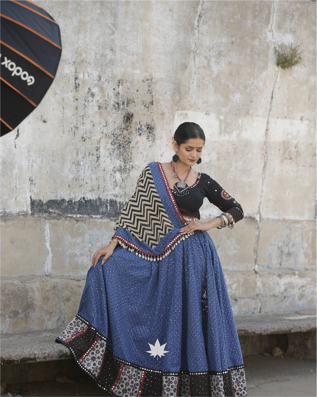 Blue And Black Cotton Chaniya Choli Set