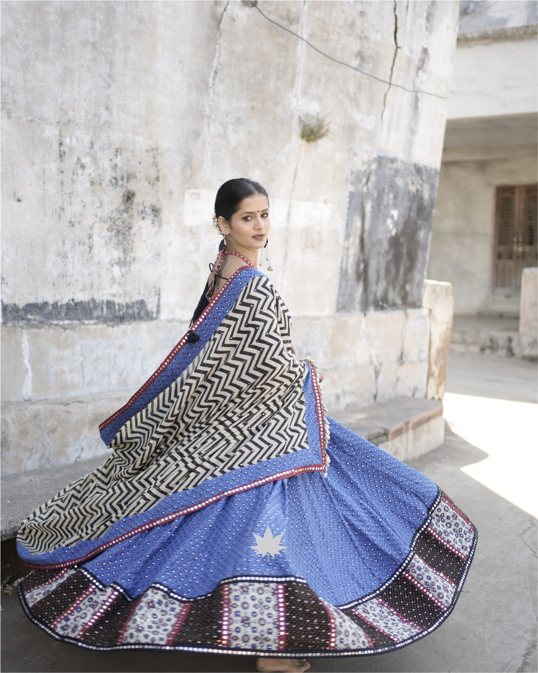 Blue And Black Cotton Chaniya Choli Set