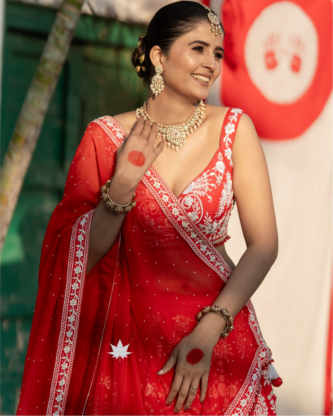 Regal Red Bridal Bandhani Lehenga with Intricate Embroidery