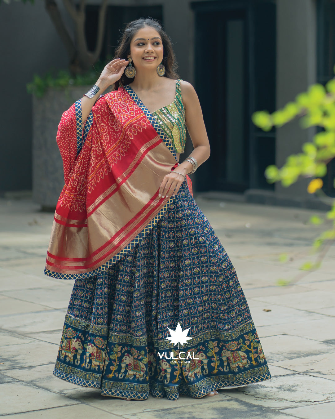Red & Blue Premium Chaniya Choli