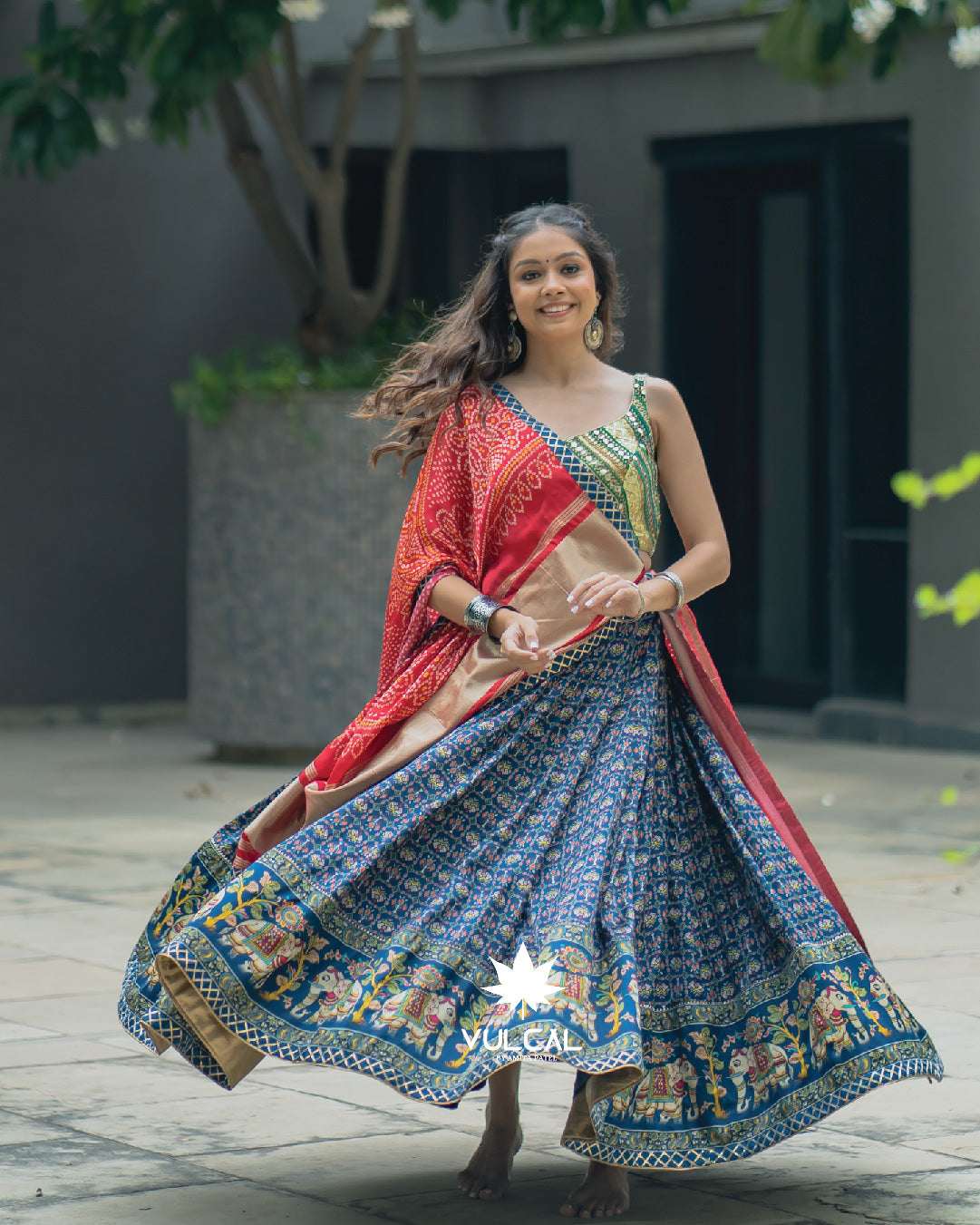 Red & Blue Premium Chaniya Choli
