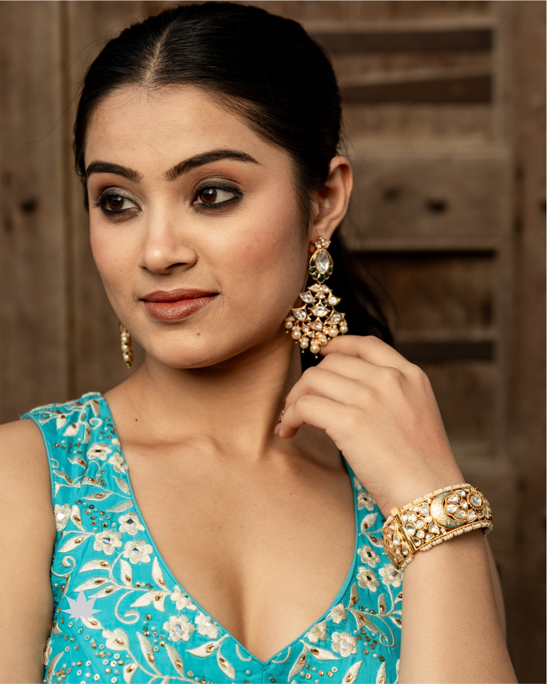 Moonlit Mirage – Aqua Blue Anarkali with Ivory Dupatta