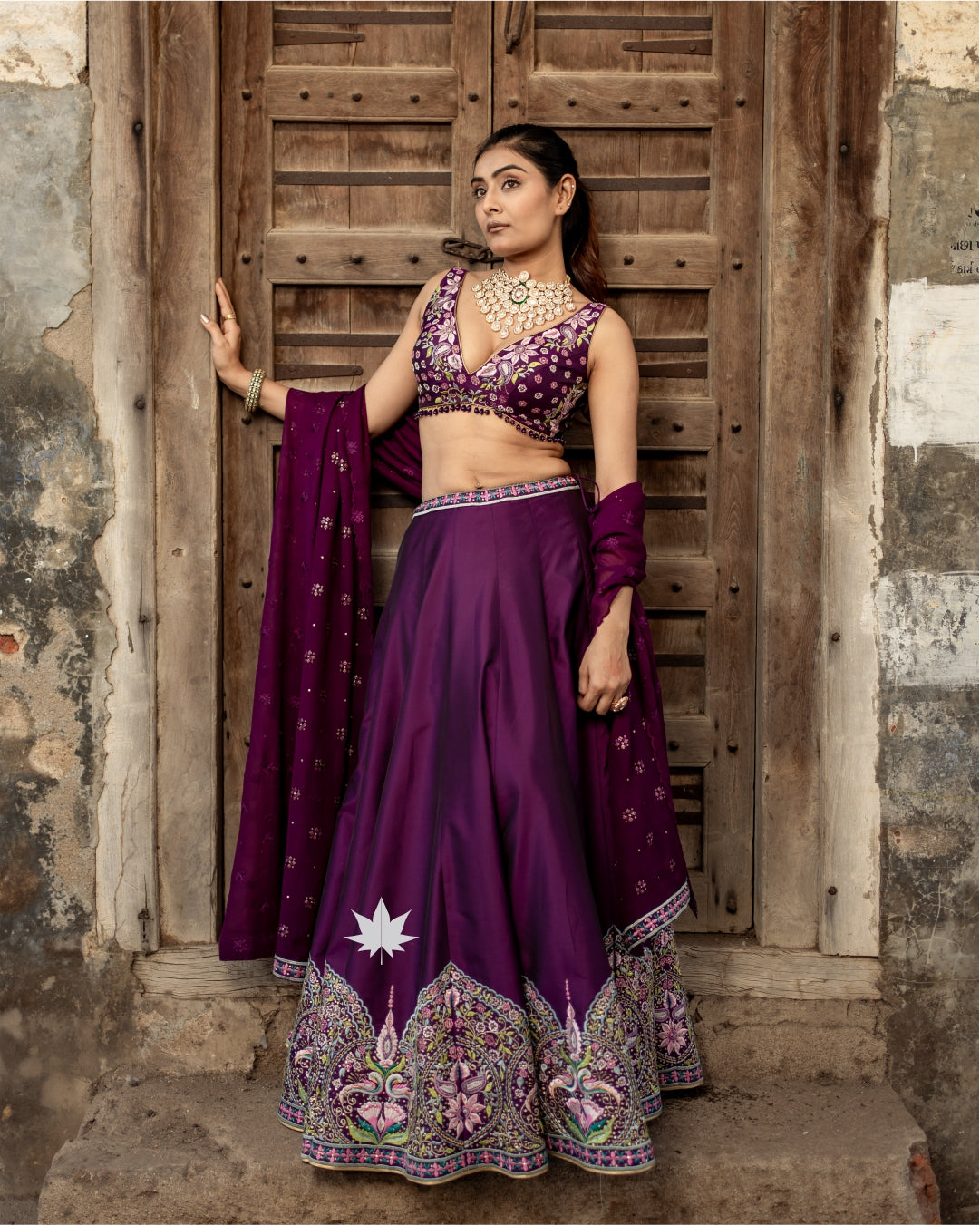Opulent Aura – Regal Purple Embroidered Lehenga With Jacket