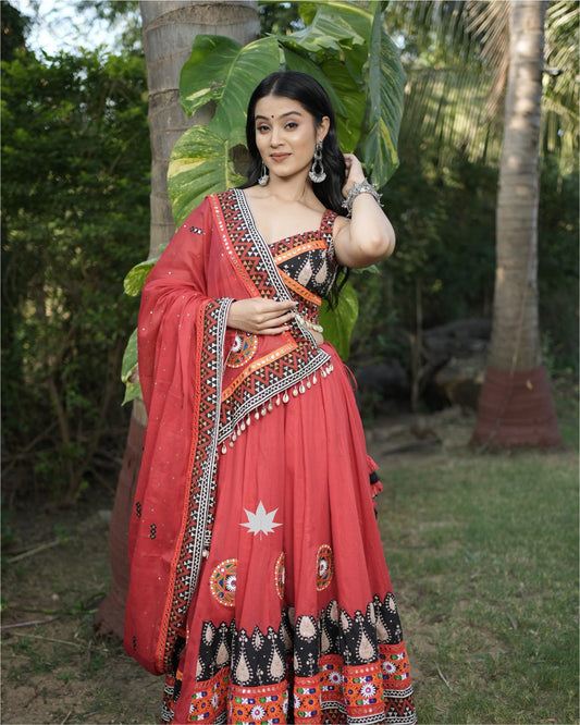 Red Cotton Chaniya Choli Set