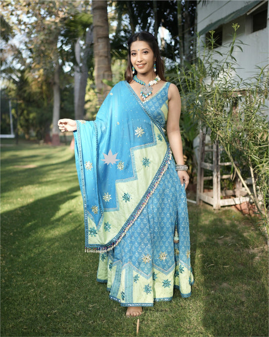 Blue Cotton Chaniya Choli Set