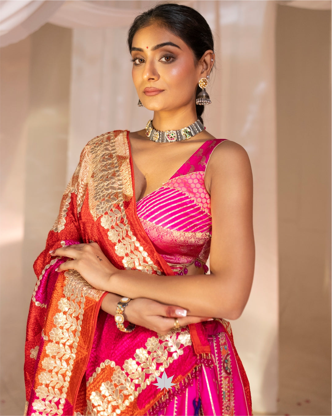 Rangreza Pink Banarasi Chaniya Choli