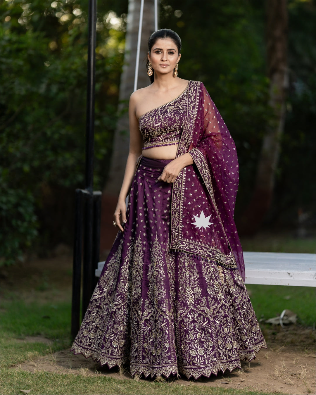 Purple Golden Allure Lehenga – A Regal Symphony