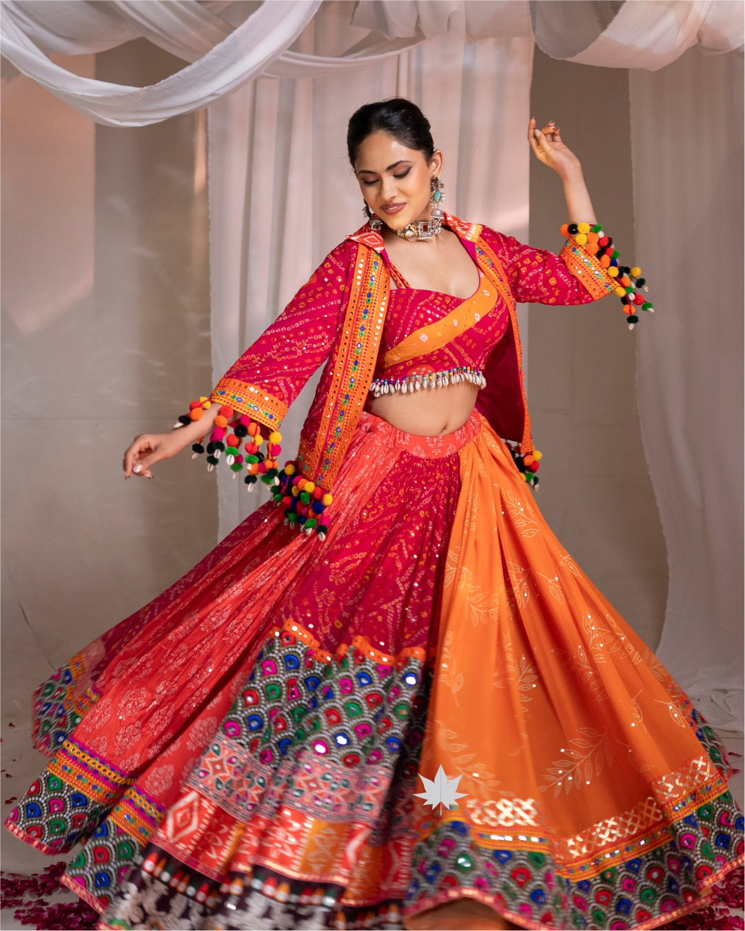 Bandhani & Ajrakh Inspired Chaniya Choli with Jacket