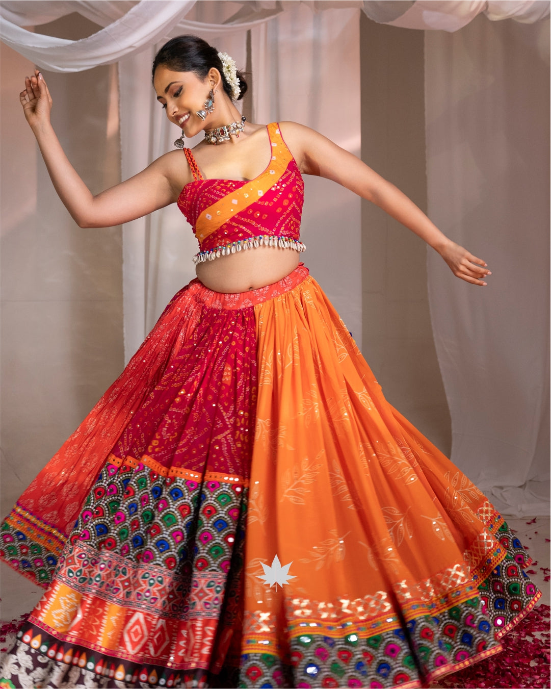 Bandhani & Ajrakh Inspired Chaniya Choli with Jacket