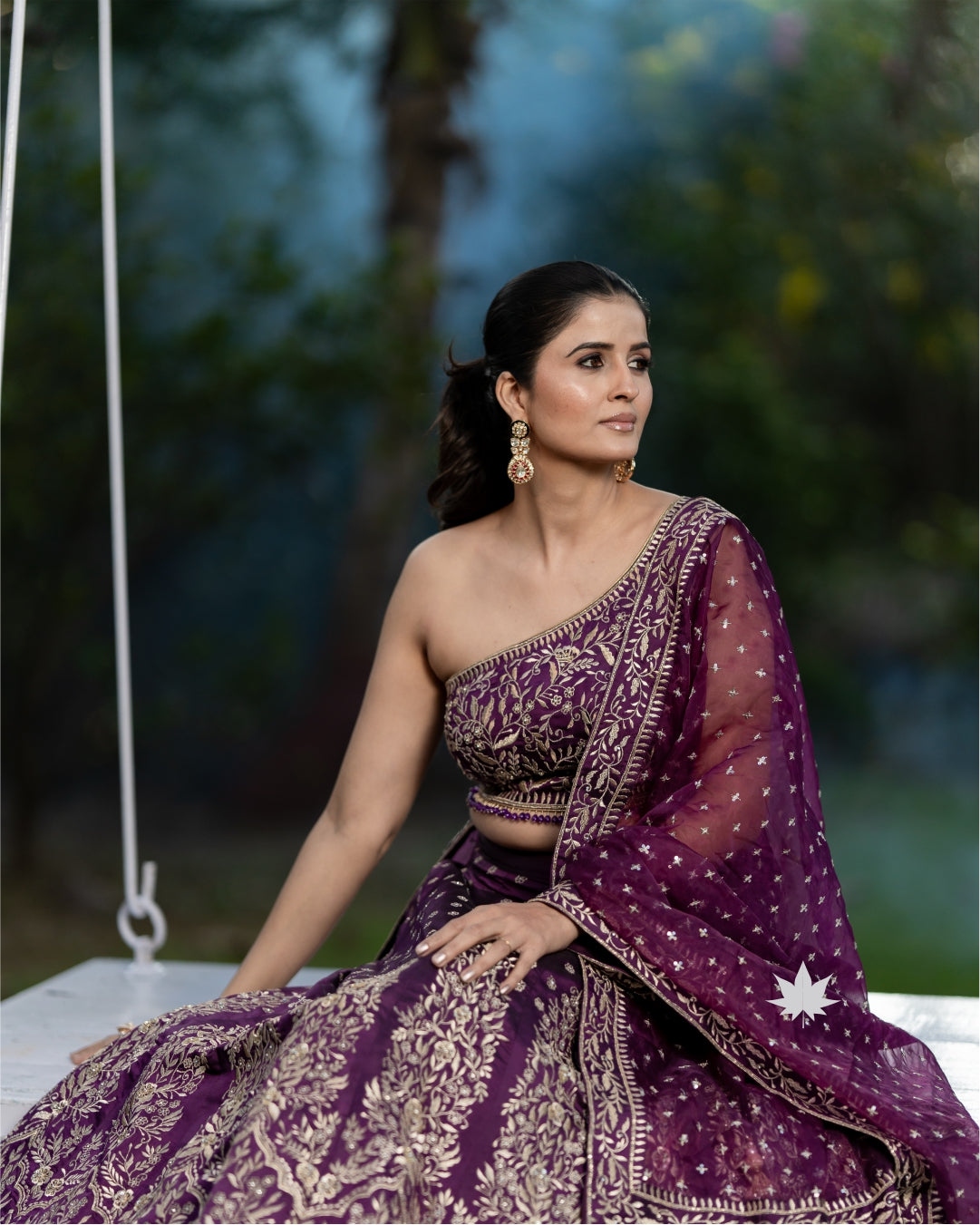 Purple Golden Allure Lehenga – A Regal Symphony