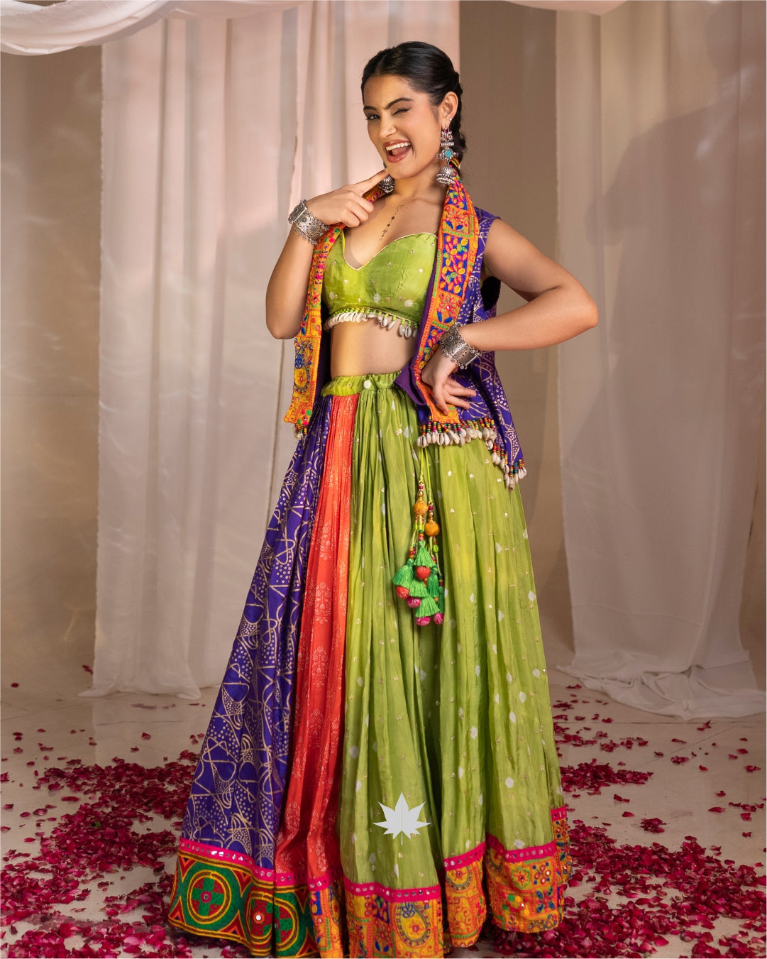 Green Chaniya Choli with Jacket