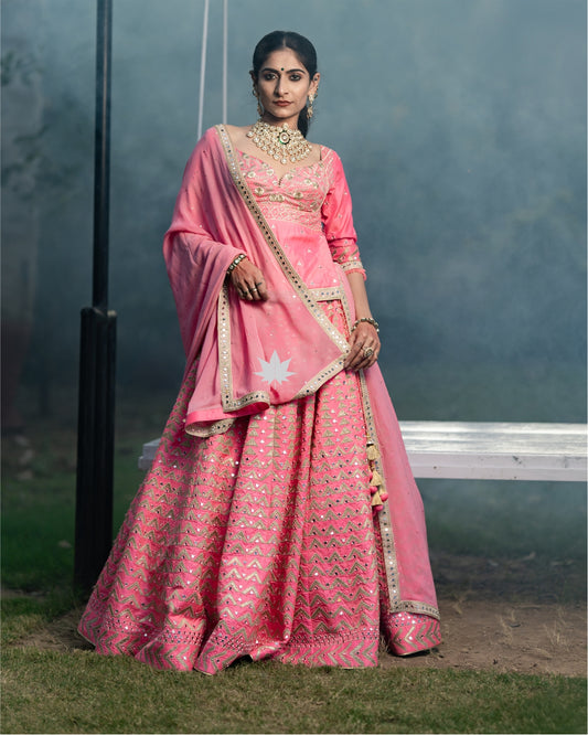 Dazzling Dahlia Lehenga – A Vision in Neon Pink