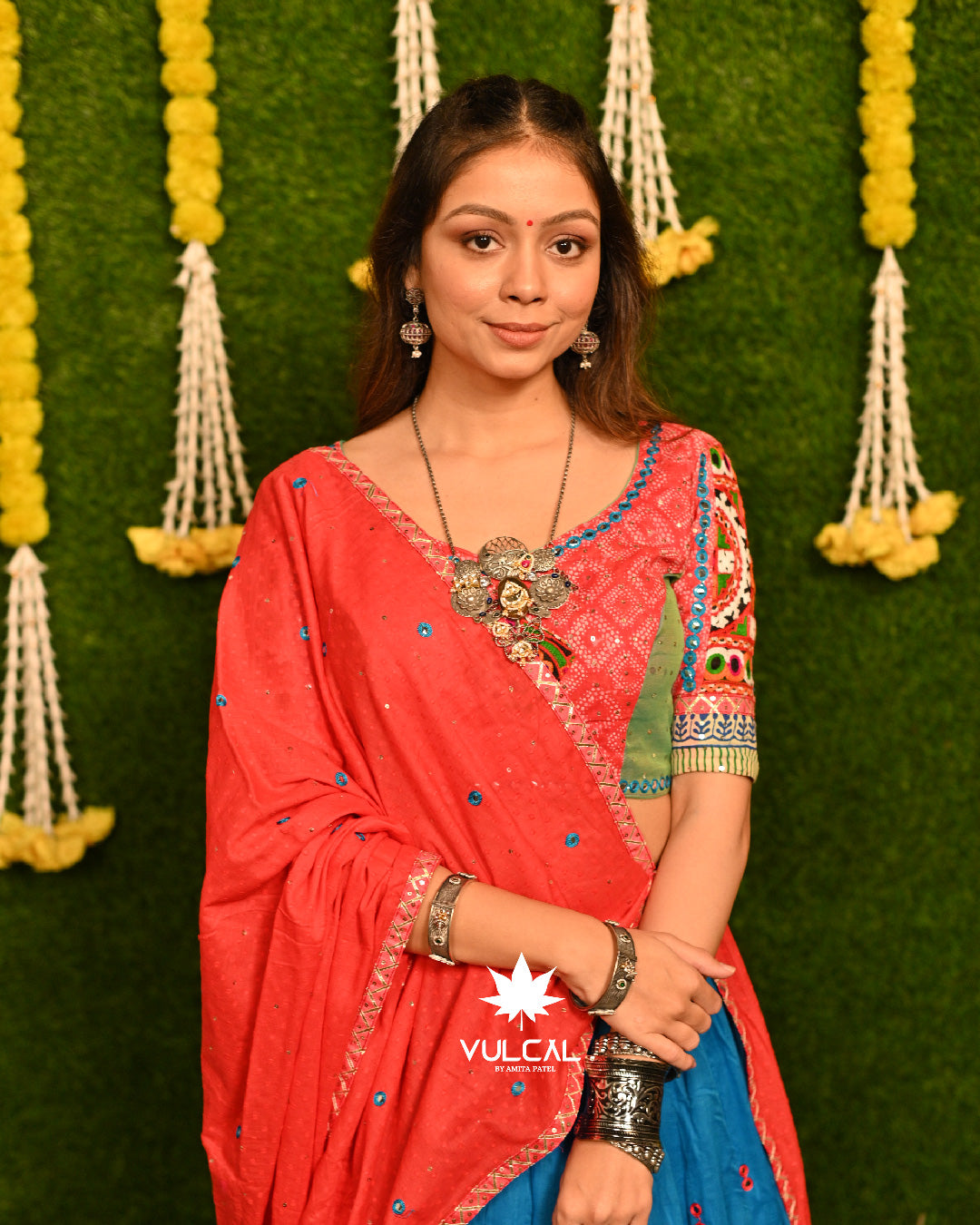 Red & Blue Navratri Chaniya Choli
