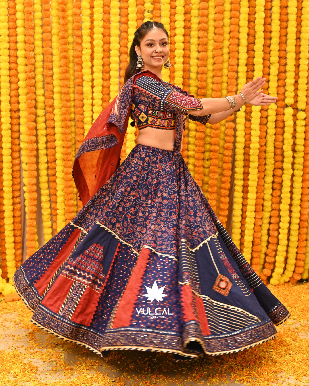 Red & Blue Premium Chaniya Choli