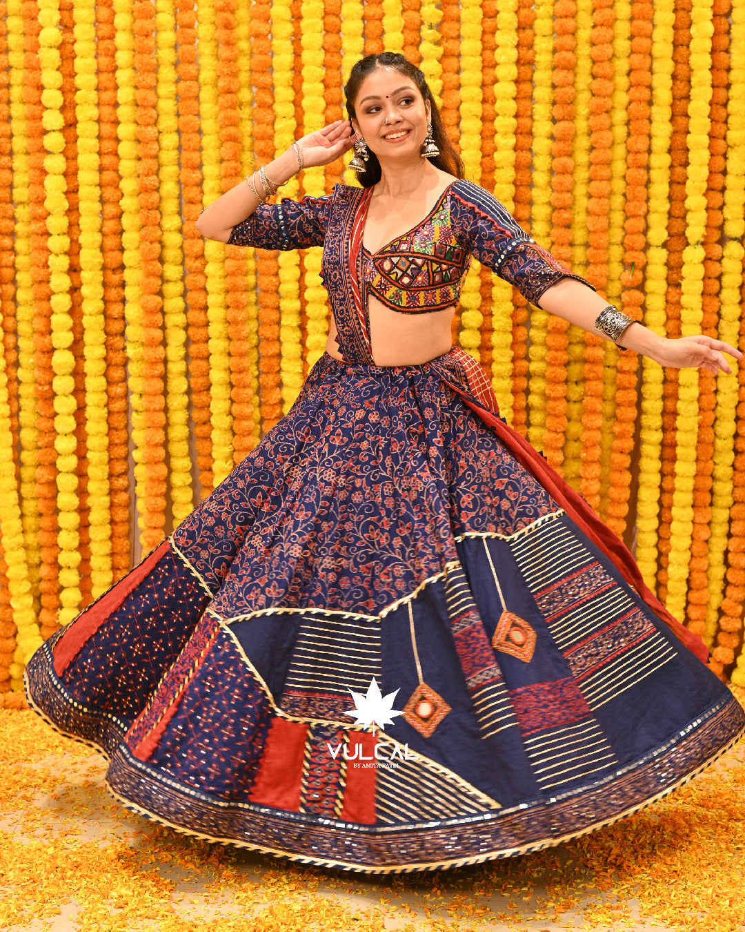 Red & Blue Premium Chaniya Choli