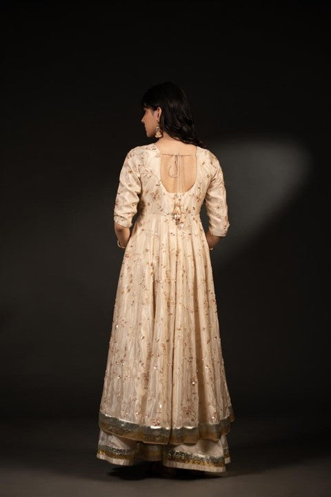 Golden Noor- Tissue Anarkali Set