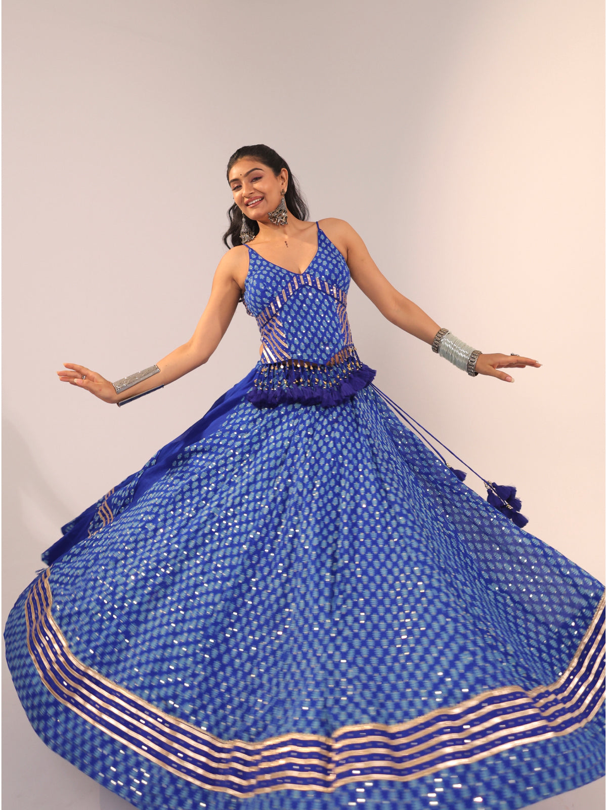 Vibrant Royal Blue Printed Chaniya Choli Set