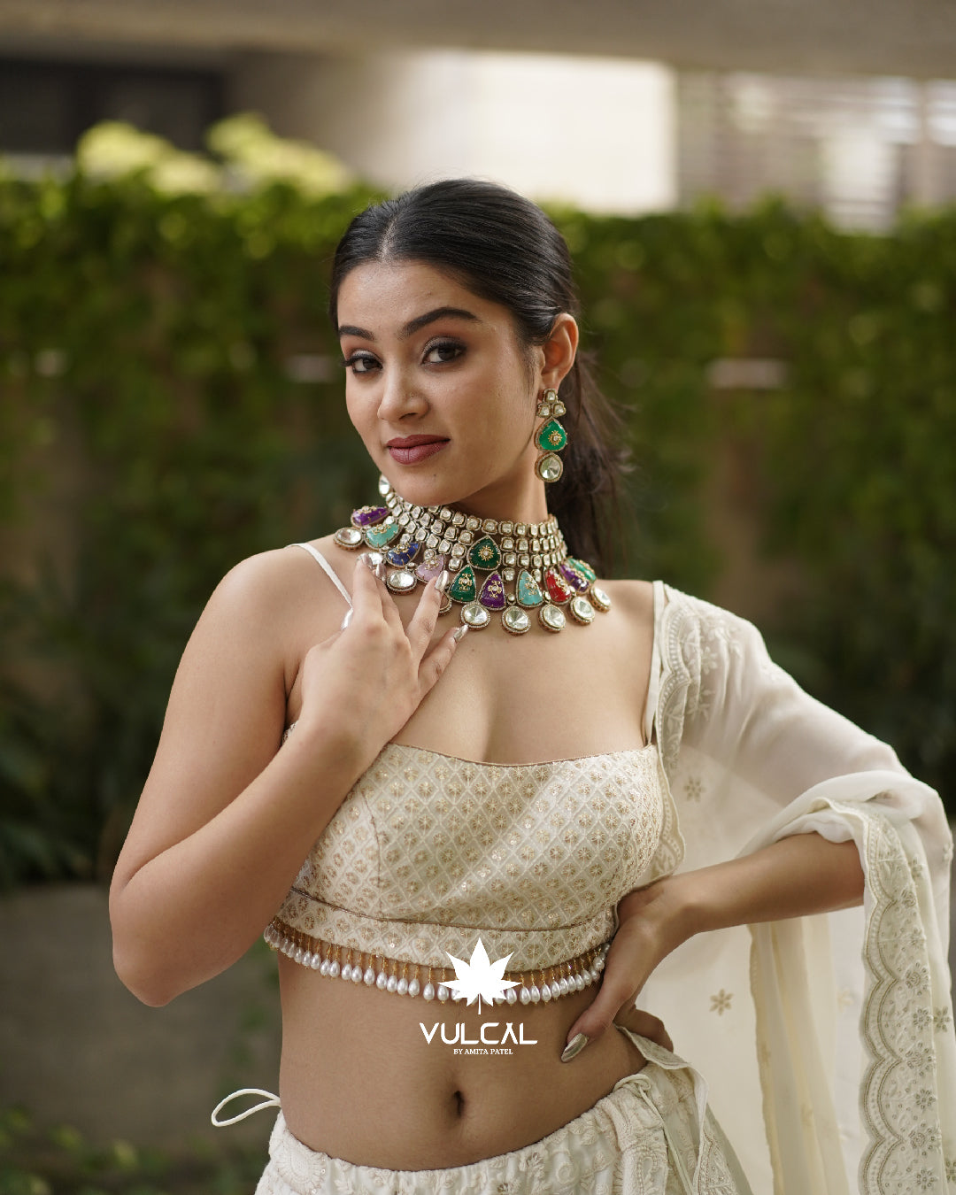 Pearl White Embroidered Lehenga Set