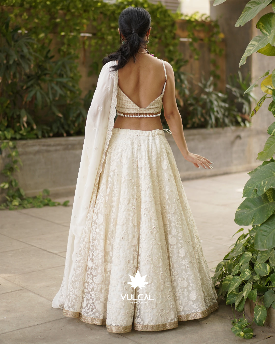 Pearl White Embroidered Lehenga Set