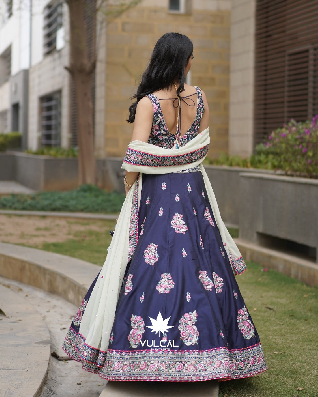 Royal Blue Embroidered Lehenga Set