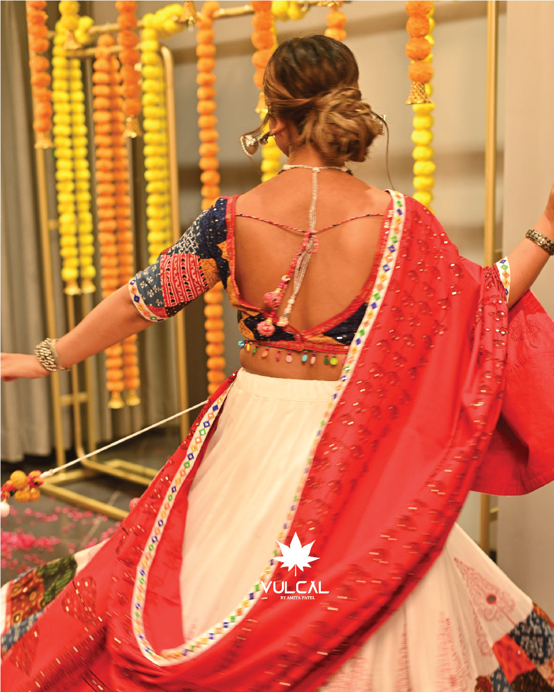 Red & White Navratri Chaniya Choli