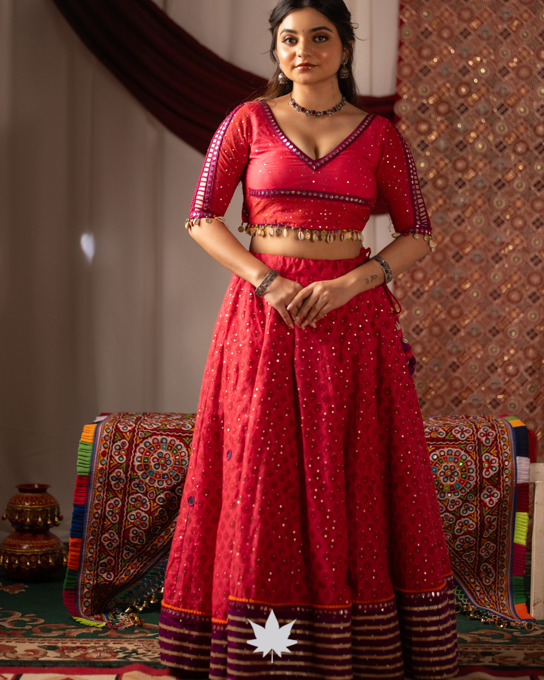 Vibrant Rani Pink with Purple Dupatta Chaniya Choli