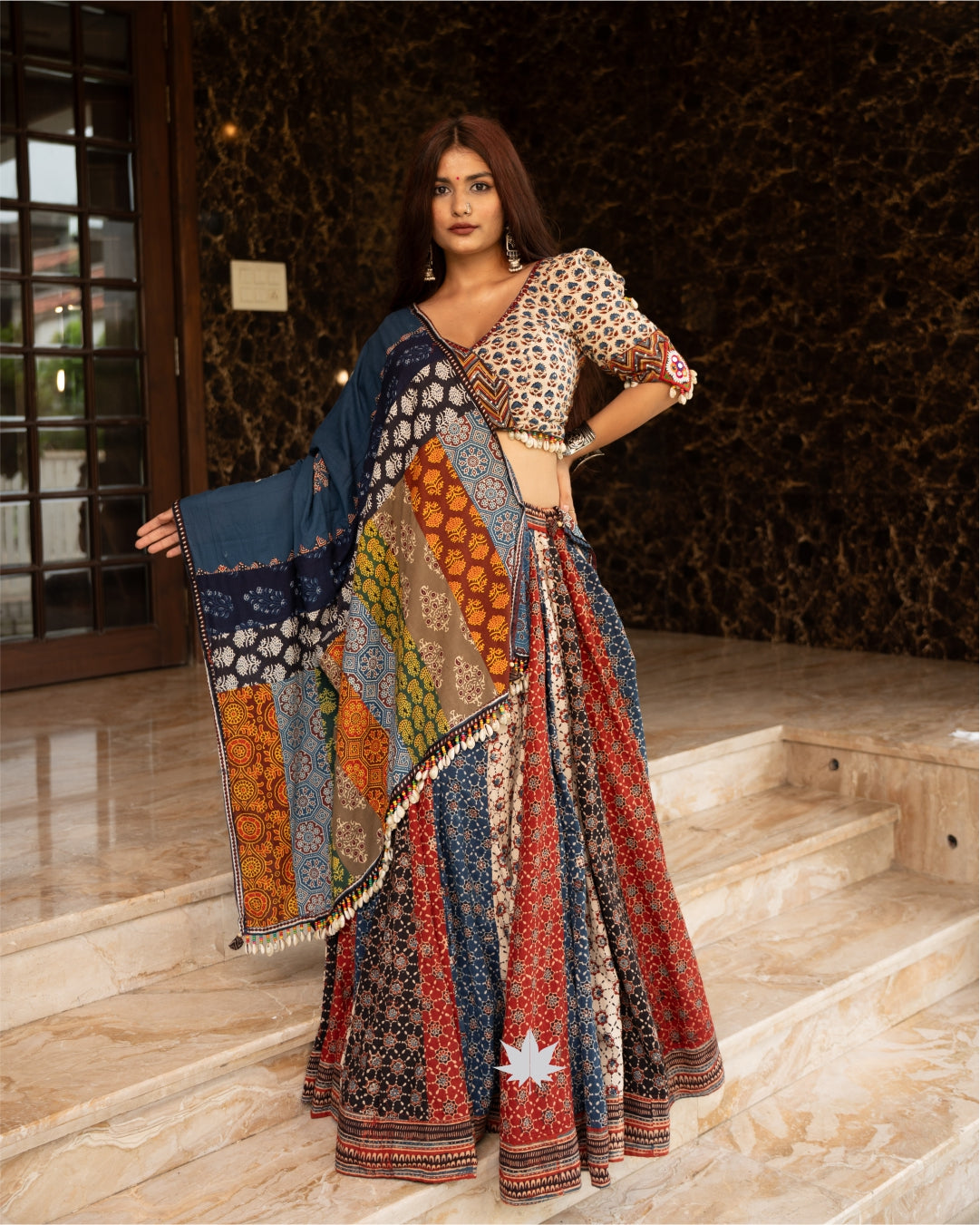 Multicolor Patchwork Chaniya Choli Set with Printed Blouse