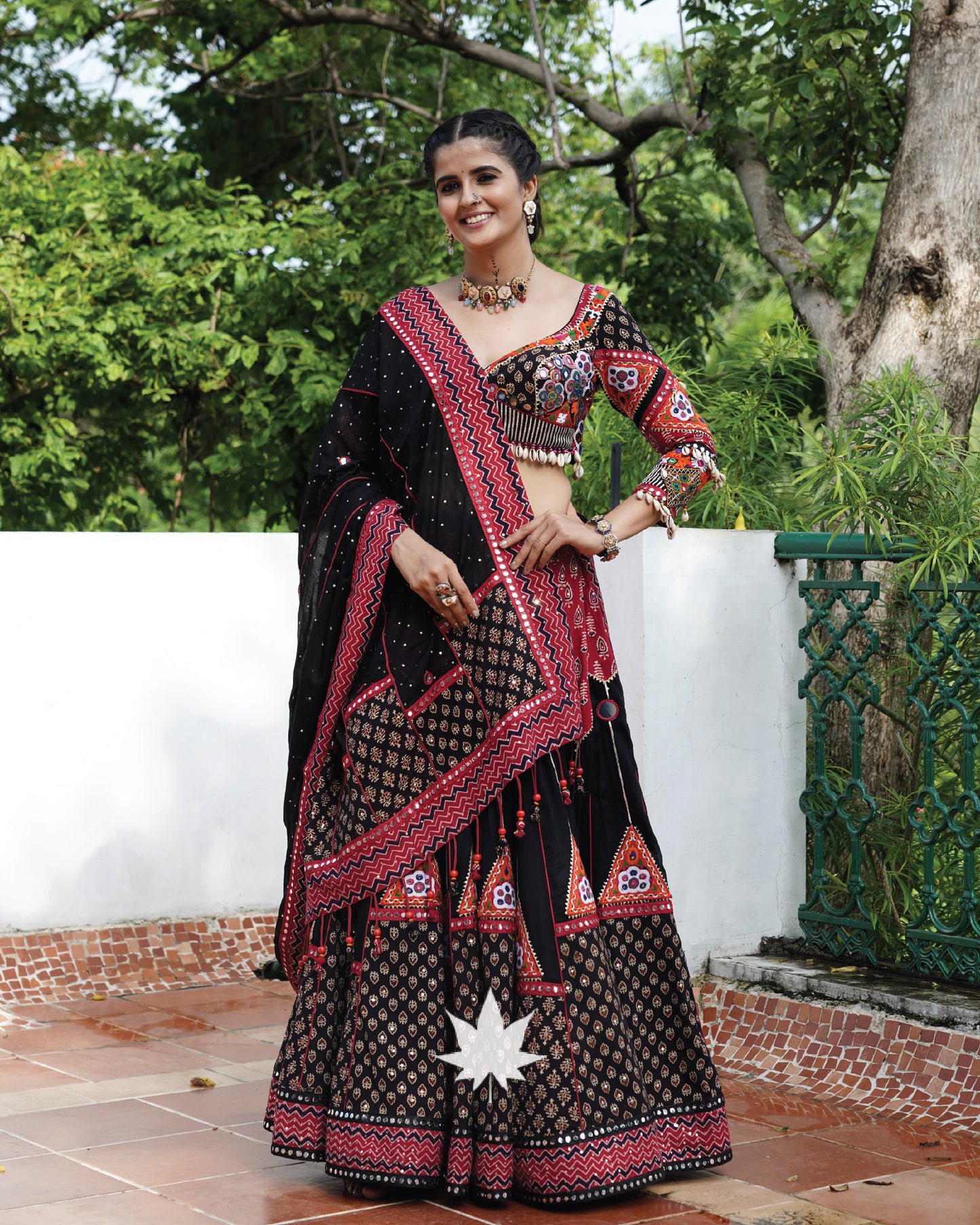 Black Patchwork gamthi Chaniya Choli Set