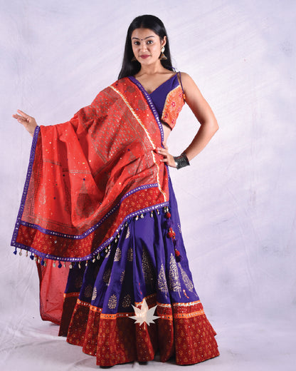 Purple And Orange Chaniya Choli Set