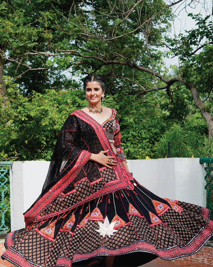 Black Patchwork gamthi Chaniya Choli Set