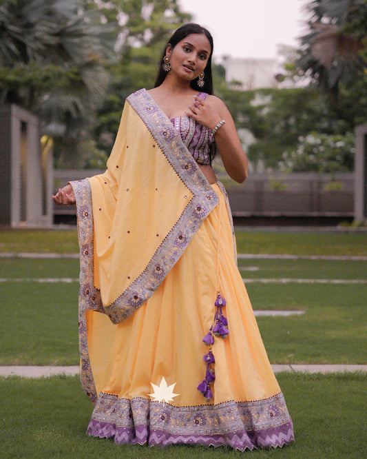 Yellow and purple chaniya choli set