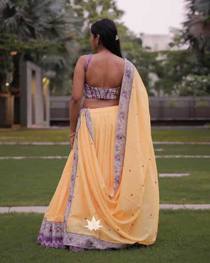 Yellow and purple chaniya choli set