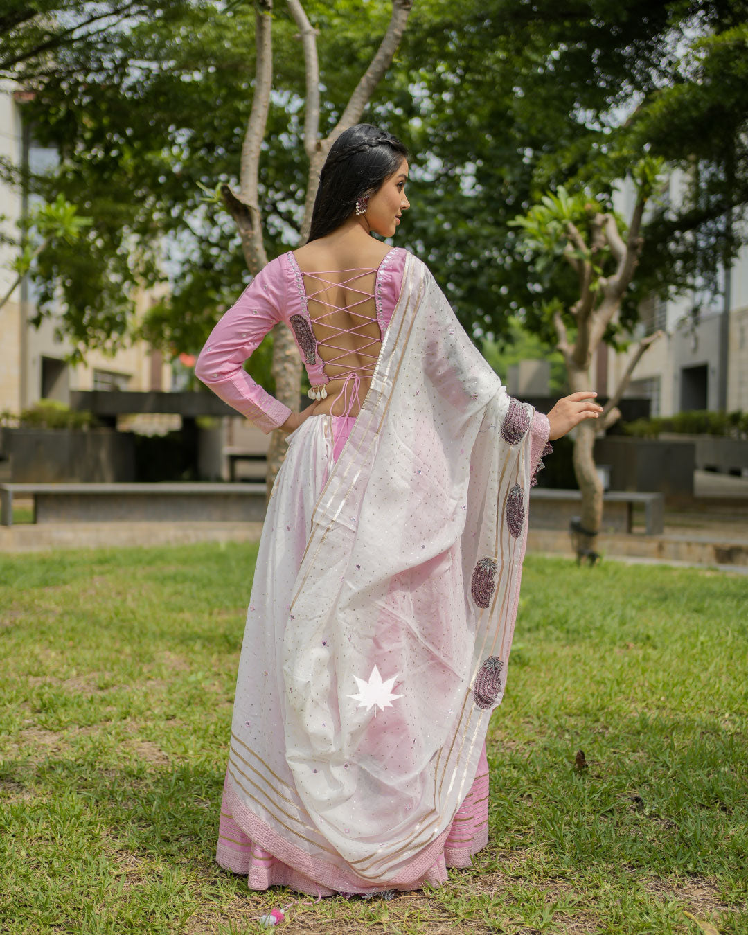 Pink Cutwork Chaniya Choli Set