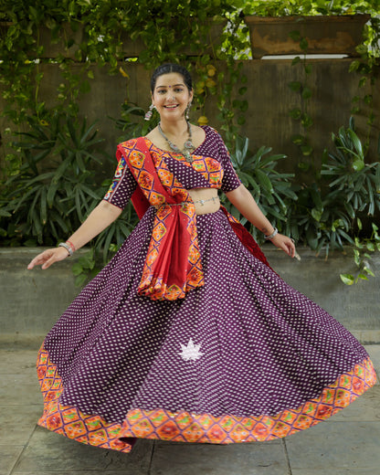 Purple Bandhani Chaniya Choli Set