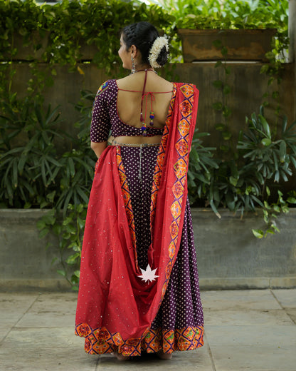 Purple Bandhani Chaniya Choli Set