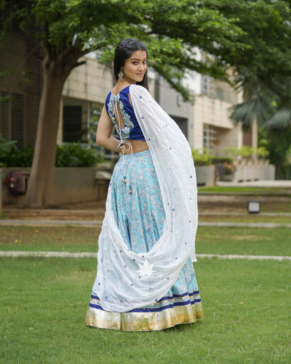 Blue Floral Chaniya Choli Set