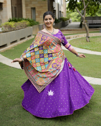 Purple Thread Work Chaniya Choli Set