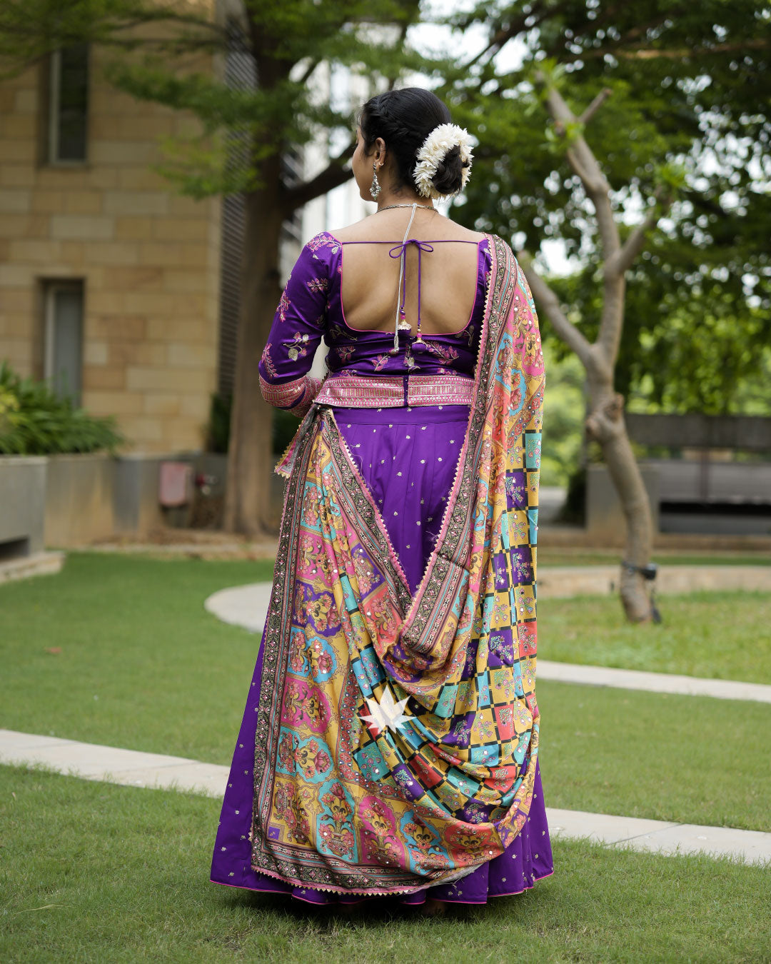 Purple Thread Work Chaniya Choli Set