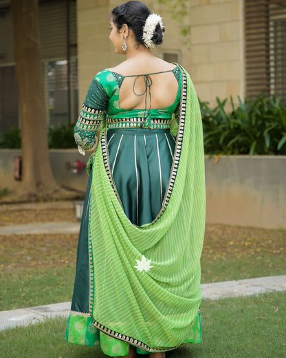 Dark Green Patchwork Chaniya Choli Set